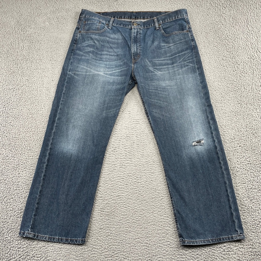 Levi's 569 Jeans Mens 40x30 Blue Straight Leg Denim Distressed Whiskered Cotton